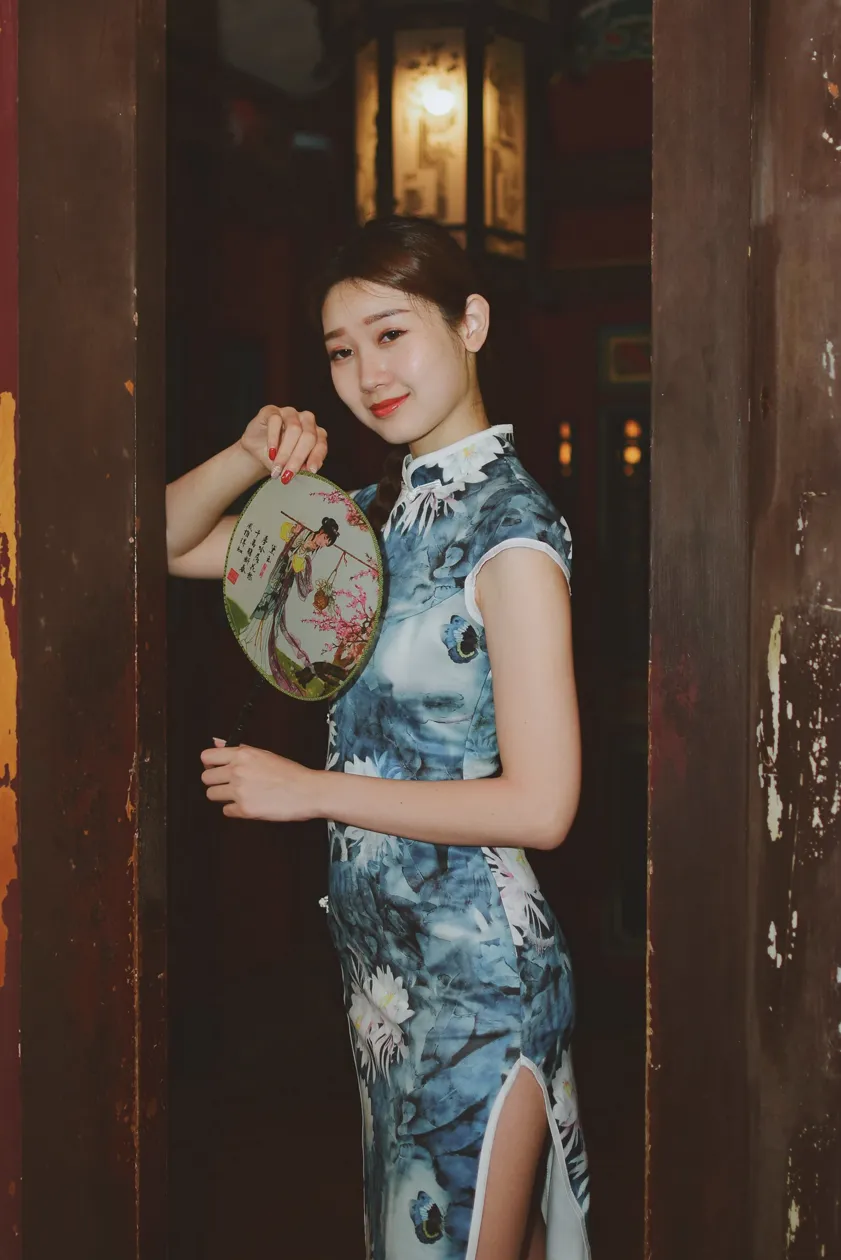 [Mzsock] NO.174 USD High-cut long cheongsam with white high heels and beautiful legs street photography#[105P]-66